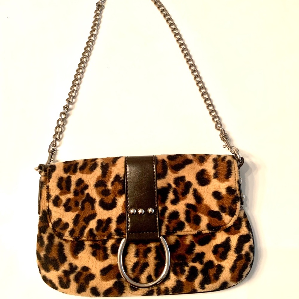 Faux leopard purse